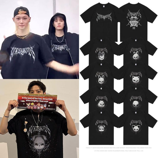 STRAY KIDS MERCH T-SHIRTS EVIL SKZOO 100% COTTON